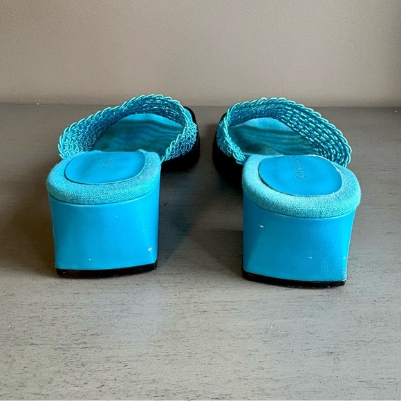 Karen Scott Blue Woven Netted Slip On Sandals Slide Heel Women 8M Open Toe - Picture 6 of 11